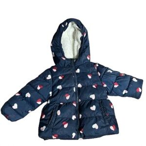 Girls Wonder Nation Navy Blue And Hearts Winter Coat Size 2years